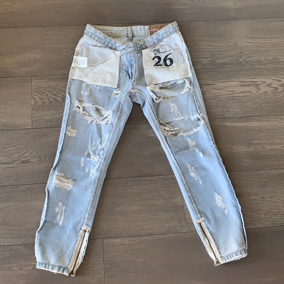 One Teaspoon distressed denim Capri pants size 26 - Picture 10 of 14